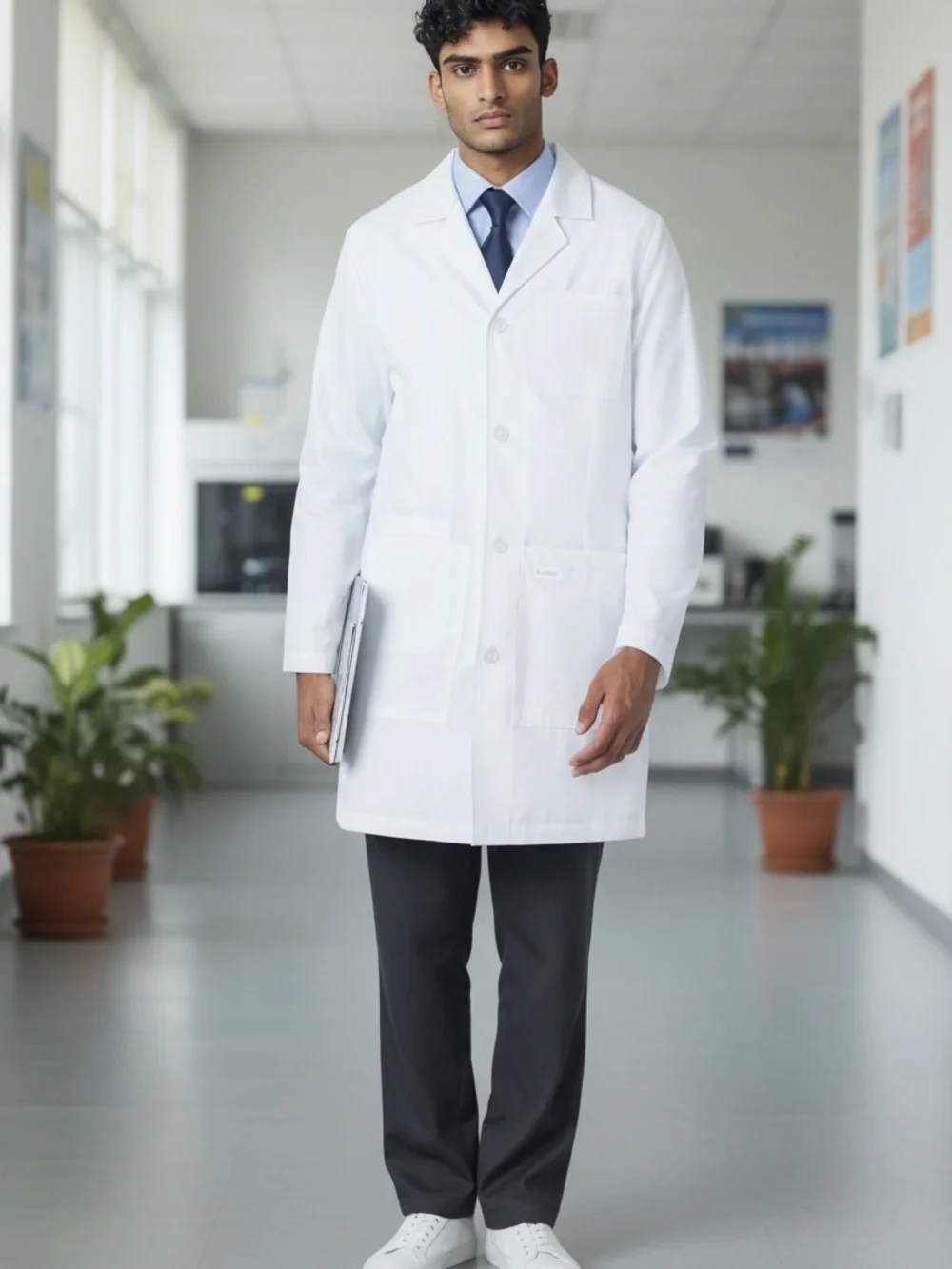 Landau Unisex 4-Pocket Mid-Length White Coat 3610SC Size 4XL